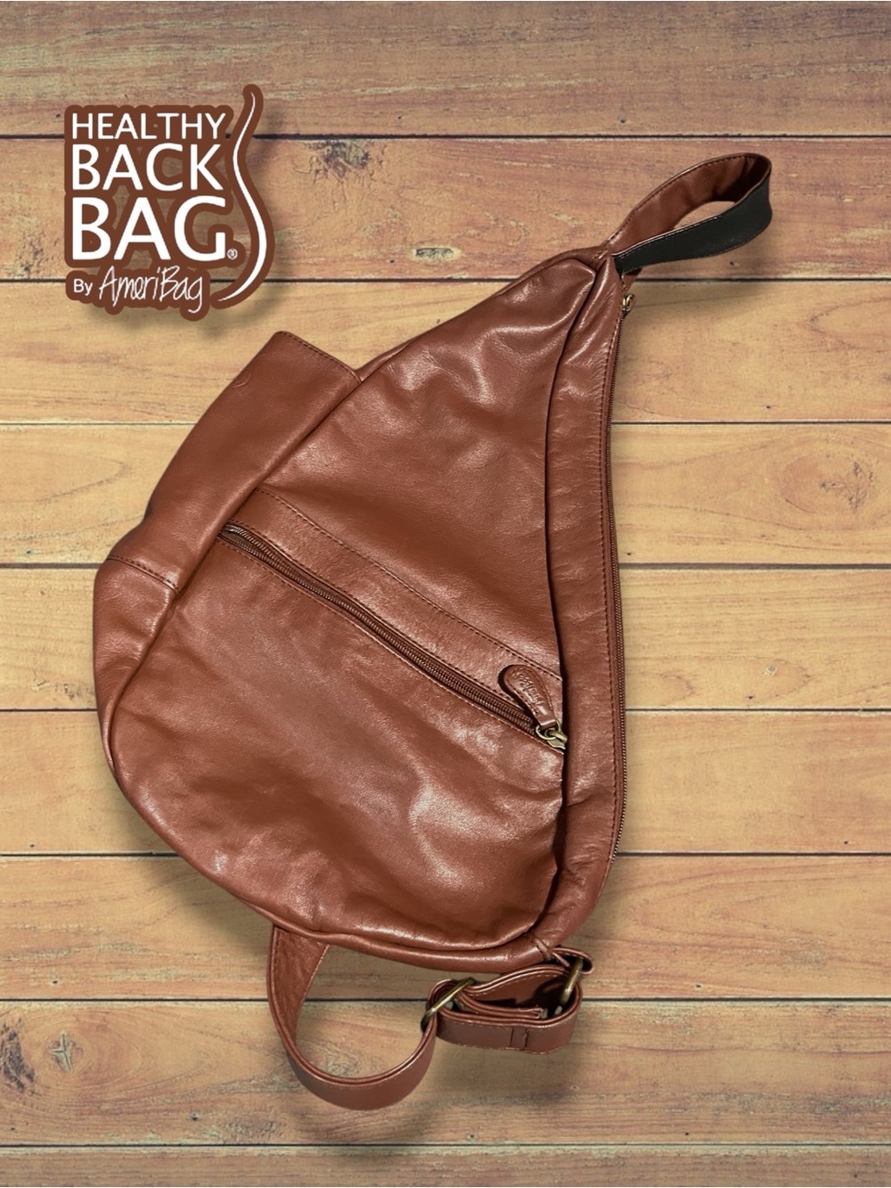 AMERIBAG 17" LEATHER HEALTHY BACK BAG TOTE (SMALL)5103 CHESTNUT